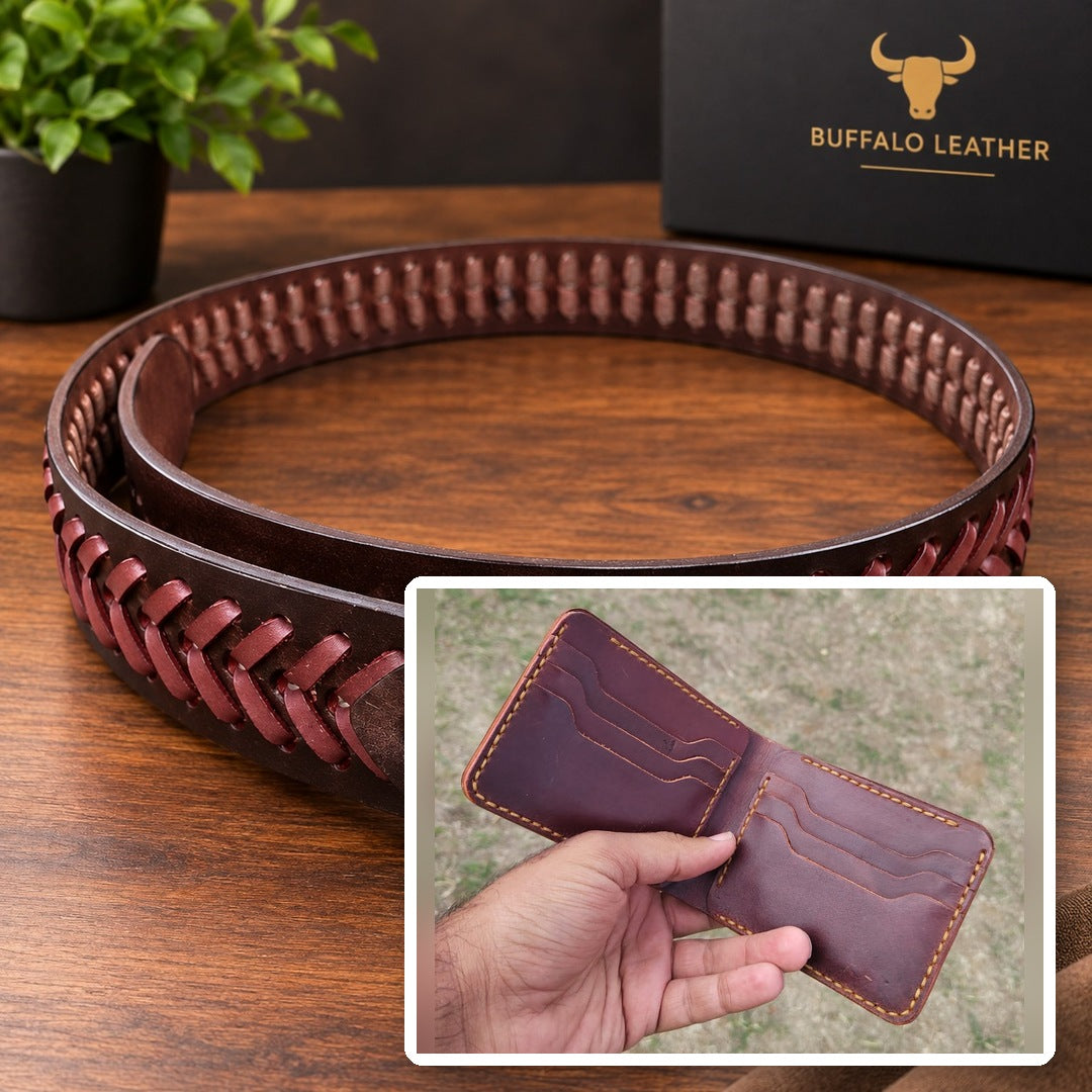 Halloween Offer: Reddish Brown Wallet + Belt Gift Set