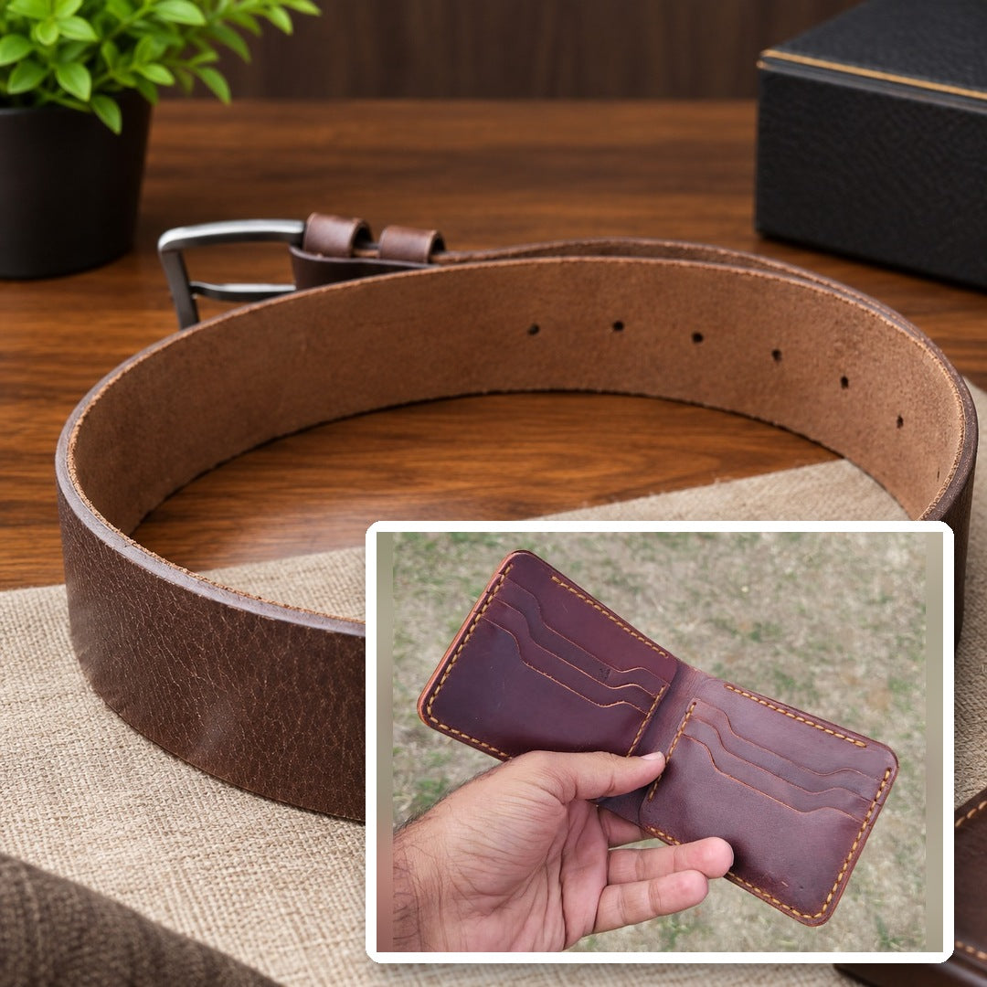 Halloween Offer: Reddish Brown Wallet + Belt Gift Set