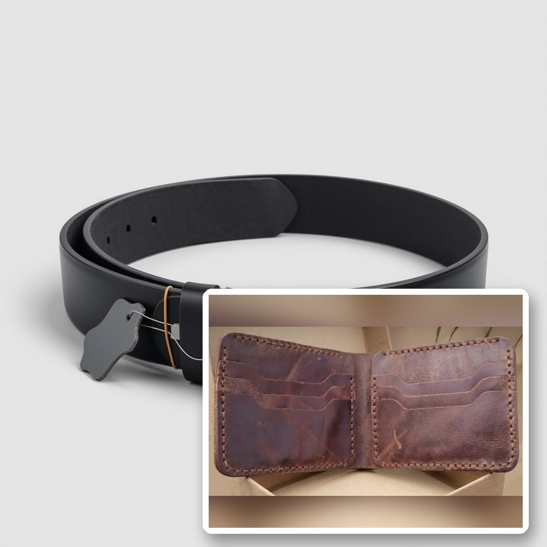 Halloween Offer: Dark Brown Wallet + Belt Gift Set