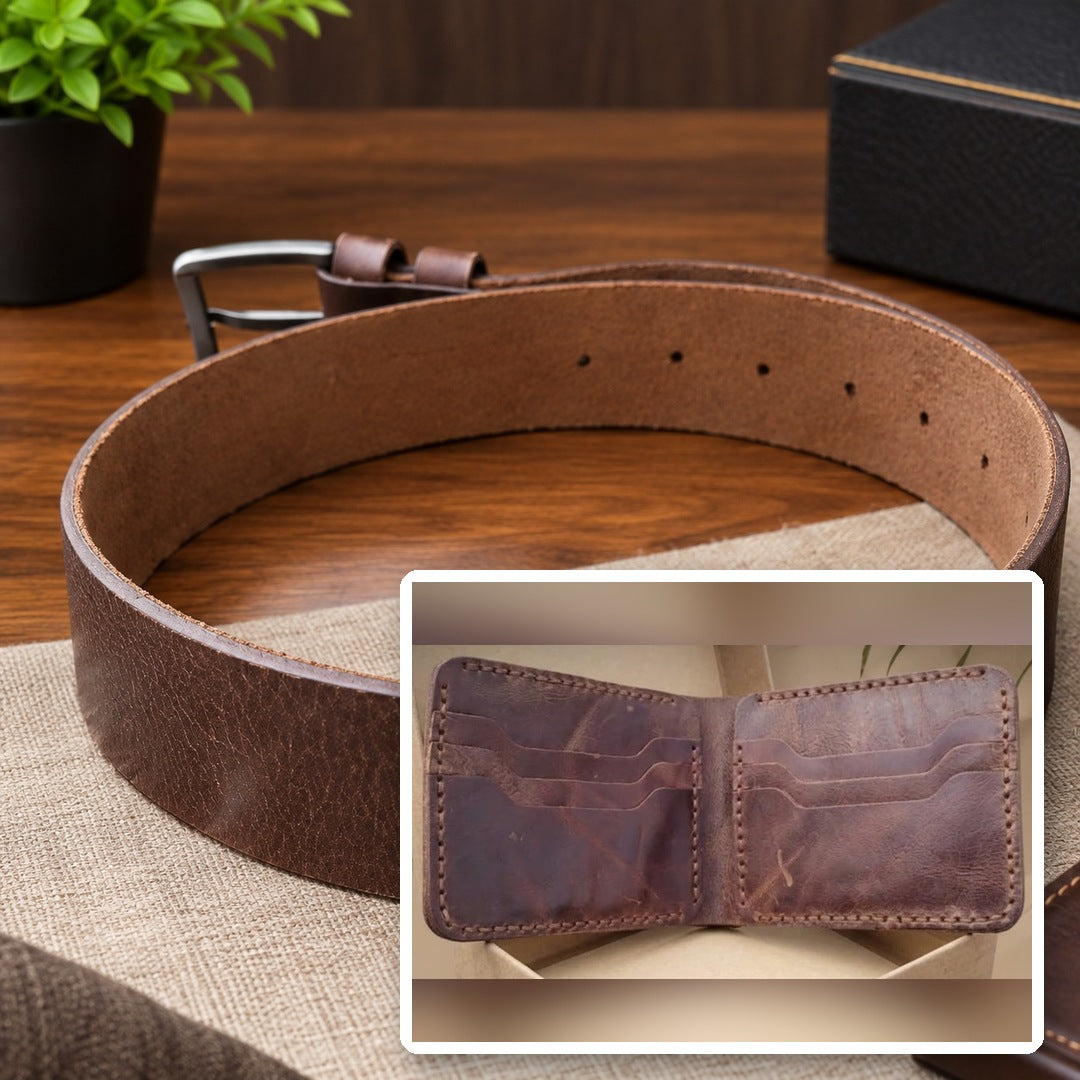 Halloween Offer: Dark Brown Wallet + Belt Gift Set