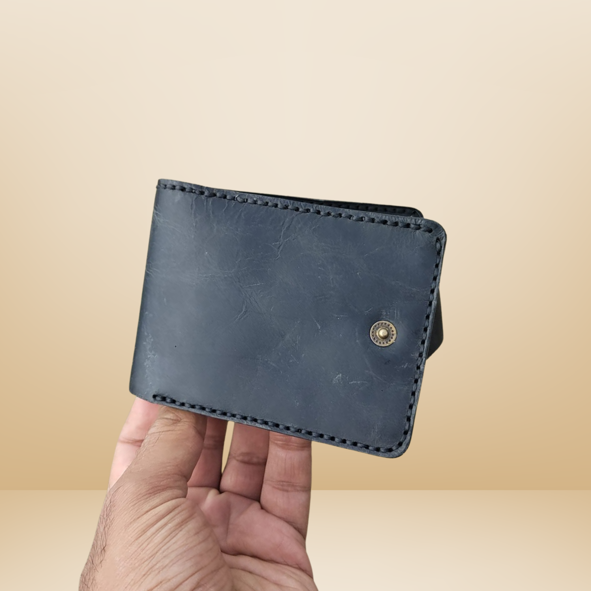 Blue Buffalo Leather Wallet | Handcrafted Genuine Leather with Coin Pocket