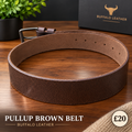 Men's Brown Pull-Up Leather Belt – Genuine Buffalo Leather, Classic Casual & Everyday Belt