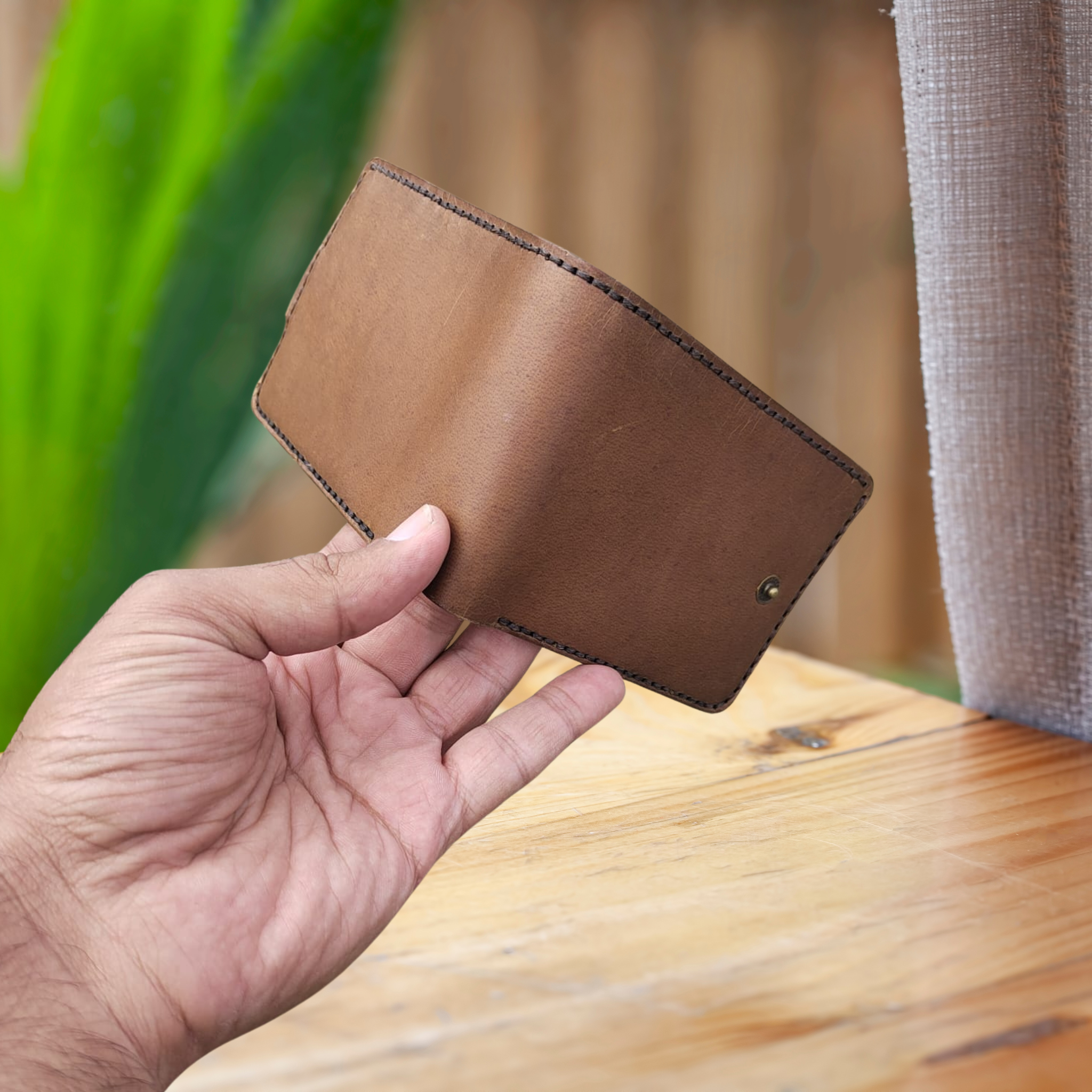 Brown Buffalo Leather Wallet | Handcrafted Genuine Leather with Coin Pocket