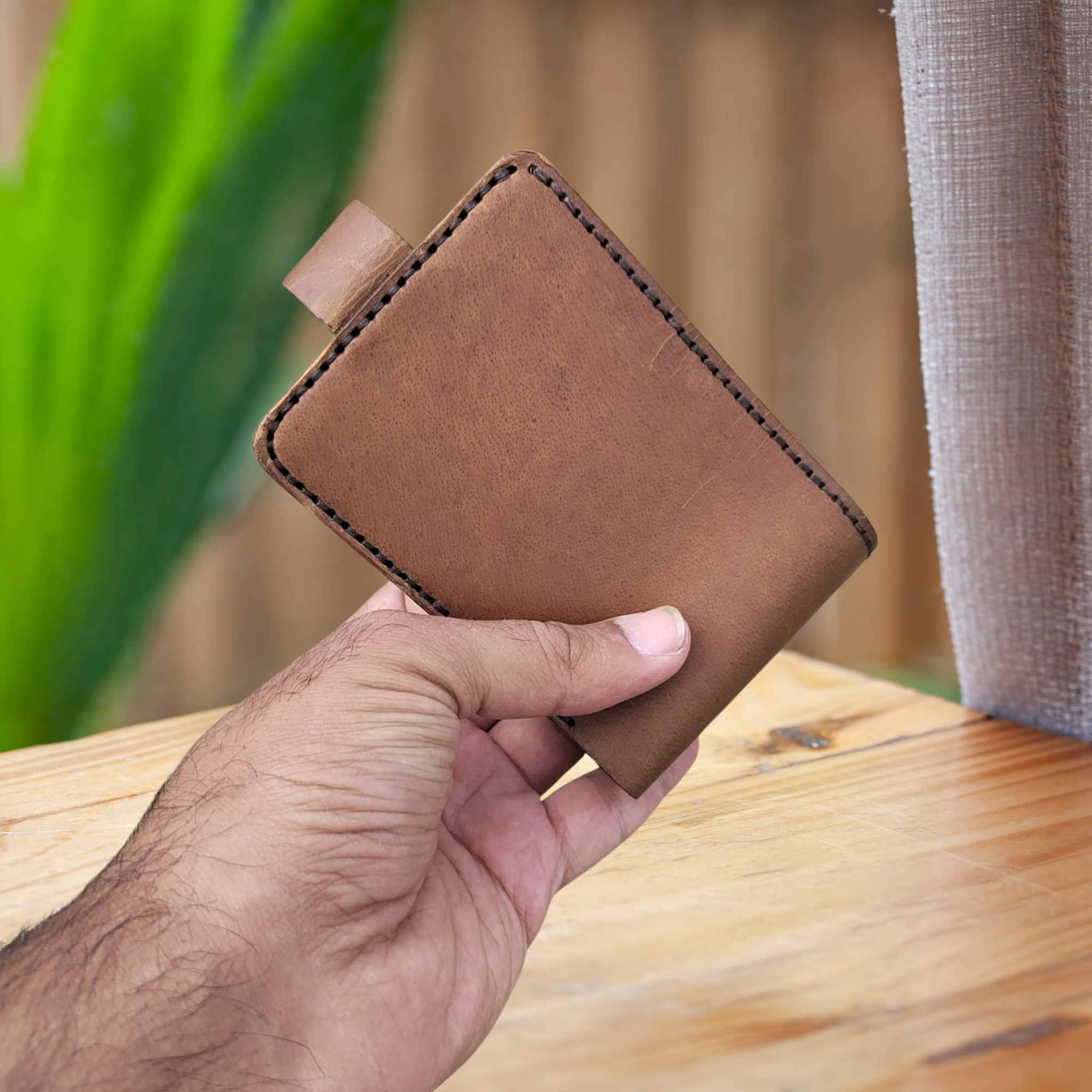 Brown Buffalo Leather Wallet | Handcrafted Genuine Leather with Coin Pocket
