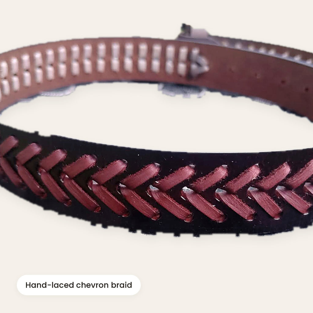 Men's Braided Leather Belt – Antique Buckle, Handmade Casual Belt for Jeans & Chinos