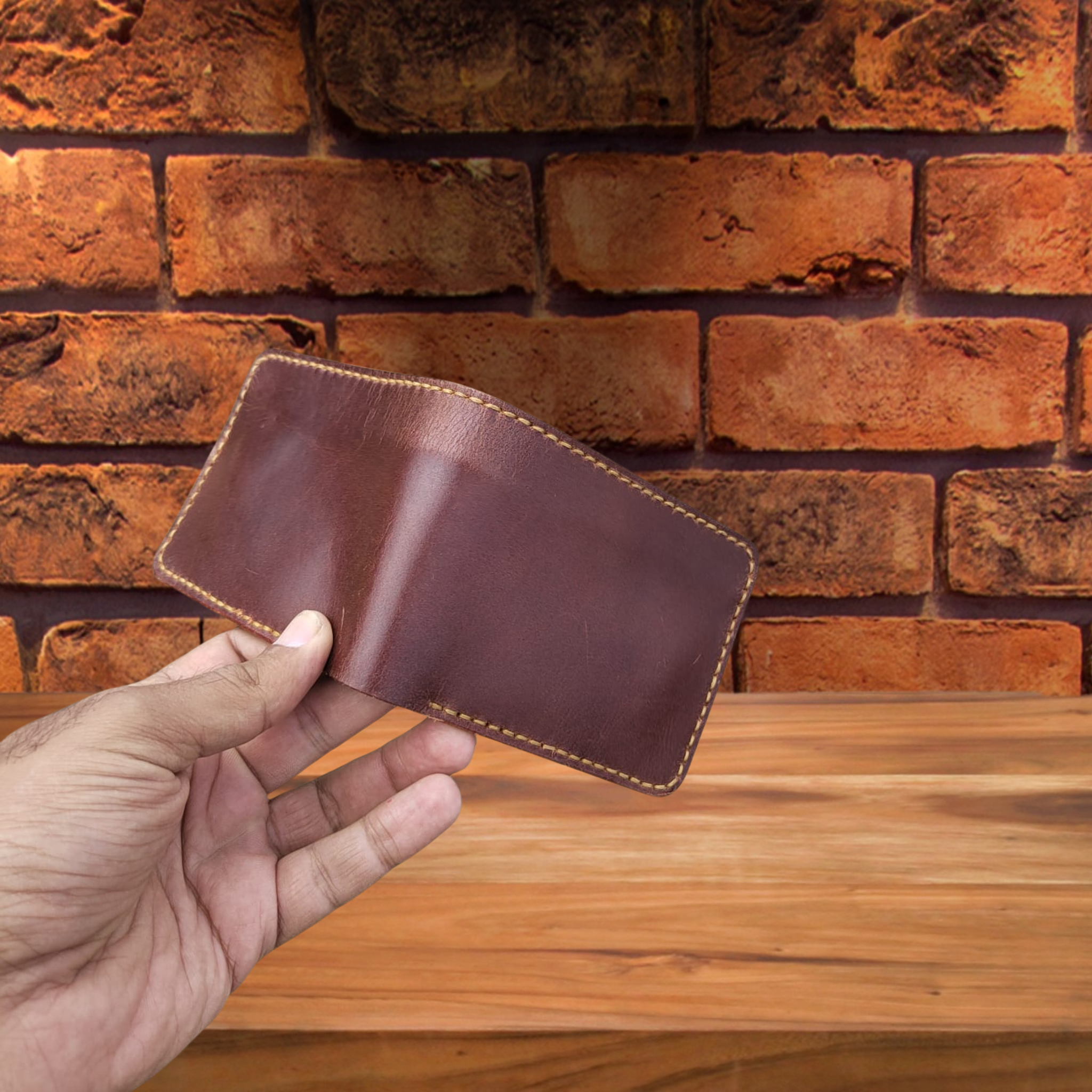 Dark Brown Genuine Leather Wallet | Handcrafted with Smooth Shiny Finish