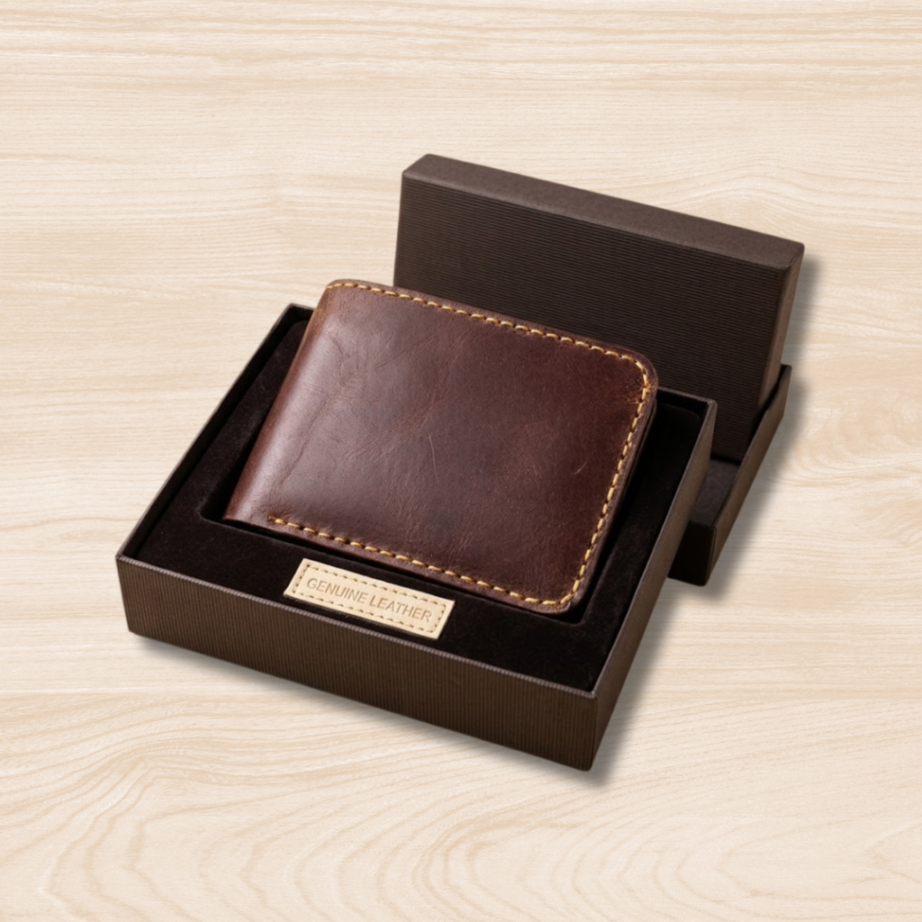 Reddish Brown Genuine Men's Leather Wallet | Handcrafted with Smooth Shiny Finish