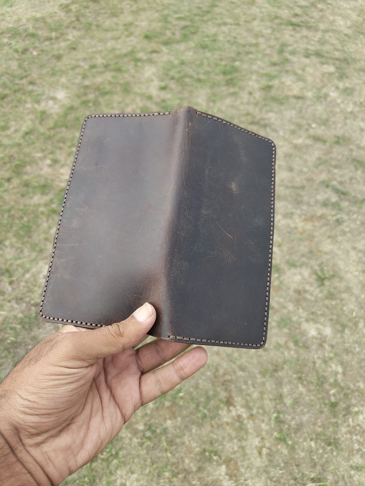Men's Buffalo Leather Long Wallet – Handmade Genuine Leather Bifold with Coin Pocket & ID Window