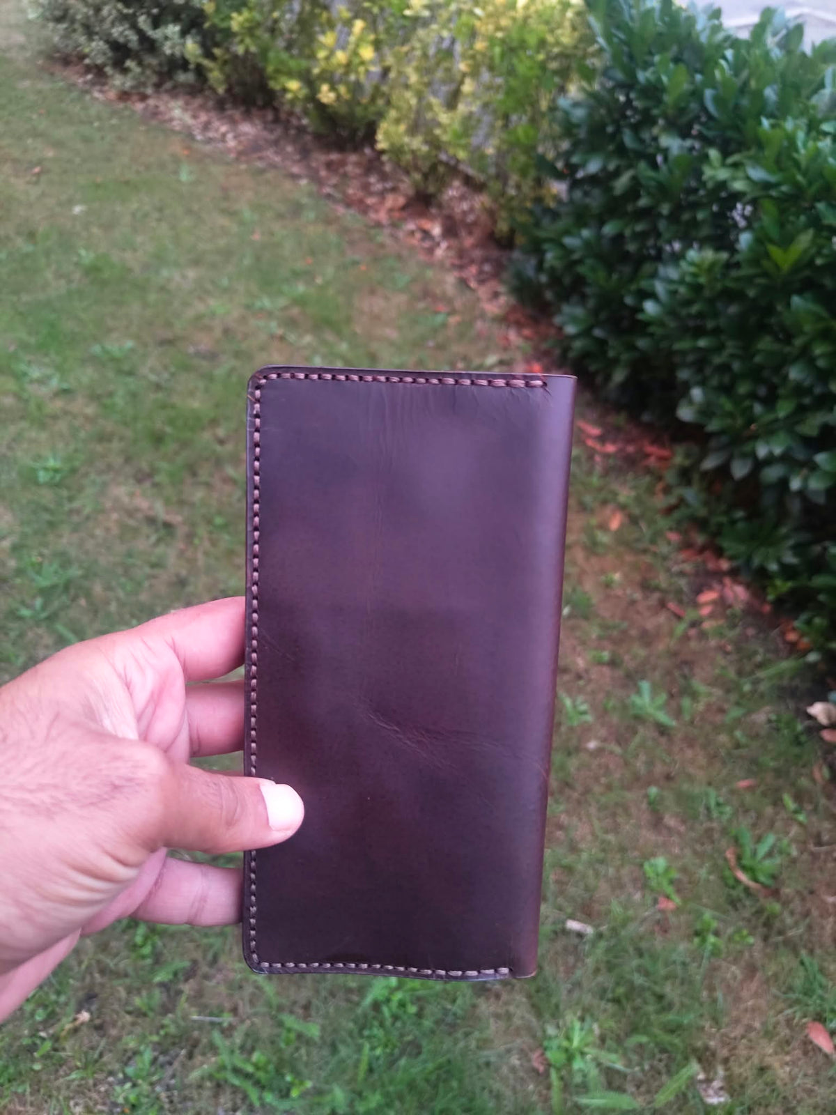 Men's Buffalo Leather Long Wallet – Handmade Genuine Leather Bifold with Coin Pocket & ID Window