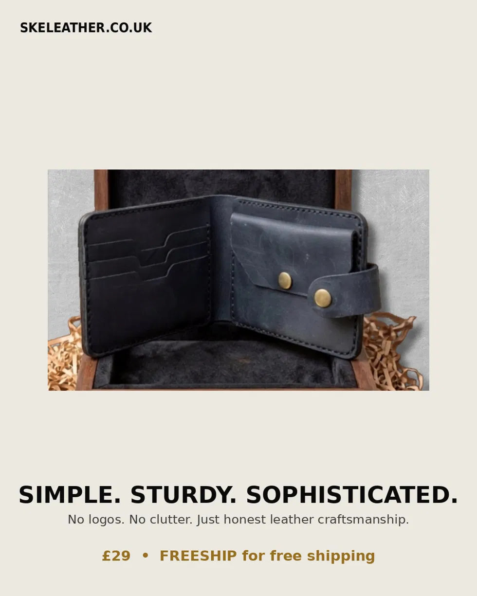 Black Leather Men's wallet | Handcrafted Genuine Leather with Coin Pocket