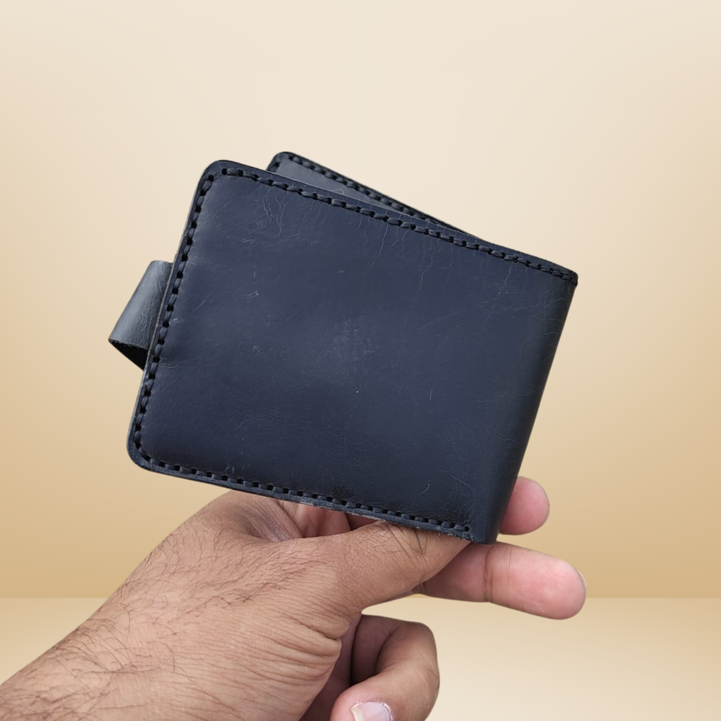 Blue Buffalo Leather Wallet | Handcrafted Genuine Leather with Coin Pocket