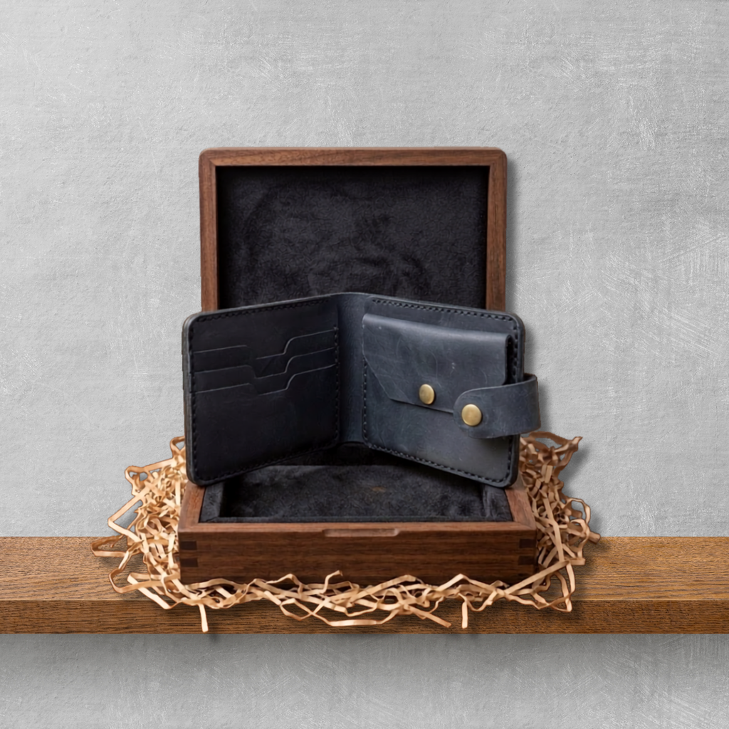 Black Leather Men's wallet | Handcrafted Genuine Leather with Coin Pocket