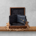 Black leather wallet with coin pocket, photo 1