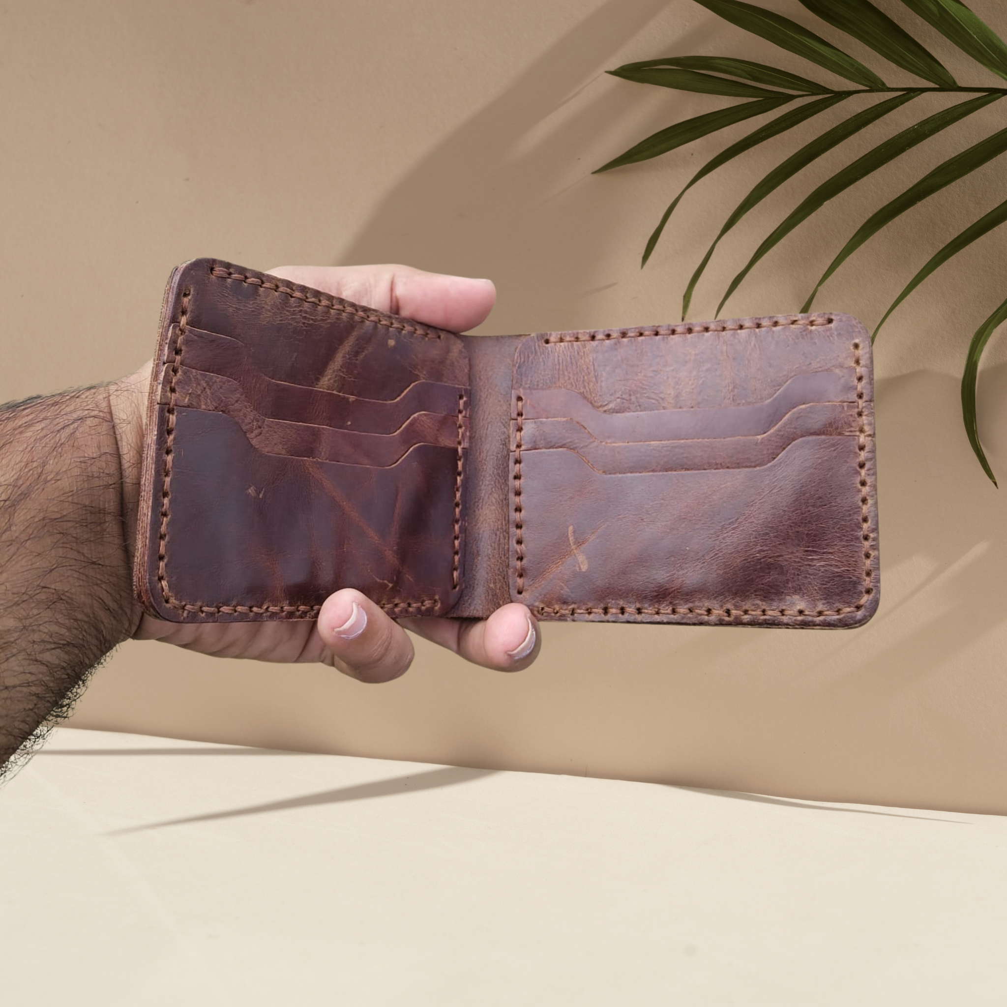 Handcrafted Dark Brown Genuine Leather Wallet | Premium Cow Leather