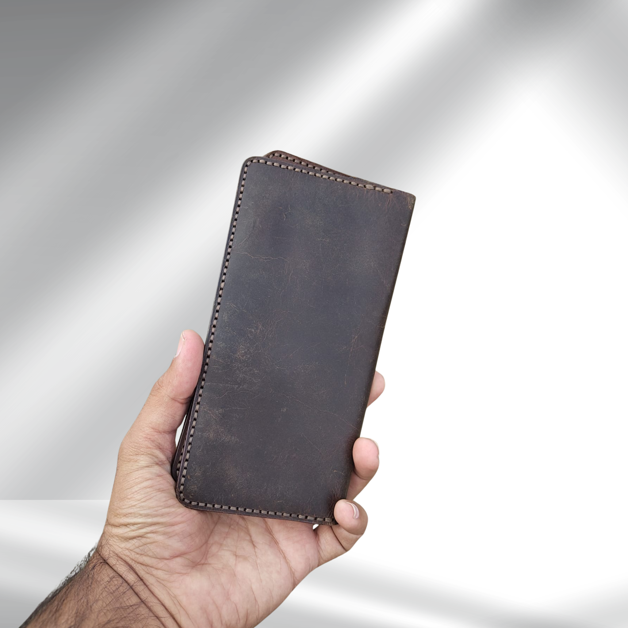 Men's Buffalo Leather Long Wallet | Handcrafted Genuine Leather Wallet with Coin Pocket