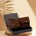 Men's Leather Wallet – Handcrafted Slim Brown Cow Leather Bifold with Coin Pocket