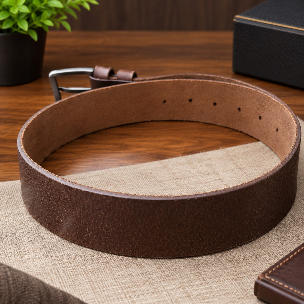 40mm Men's Brown Pull-Up Leather Belt – Genuine Buffalo Leather, Classic Casual & Everyday Belt