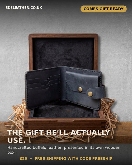 Black Leather Men's wallet | Handcrafted Genuine Leather with Coin Pocket