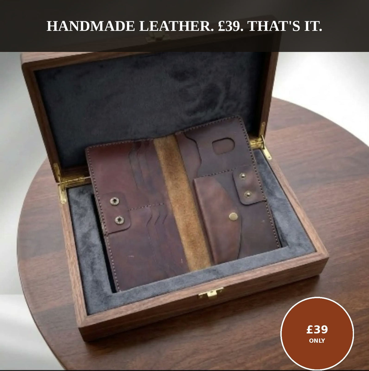 Men's Buffalo Leather Long Wallet – Handmade Genuine Leather Bifold with Coin Pocket & ID Window