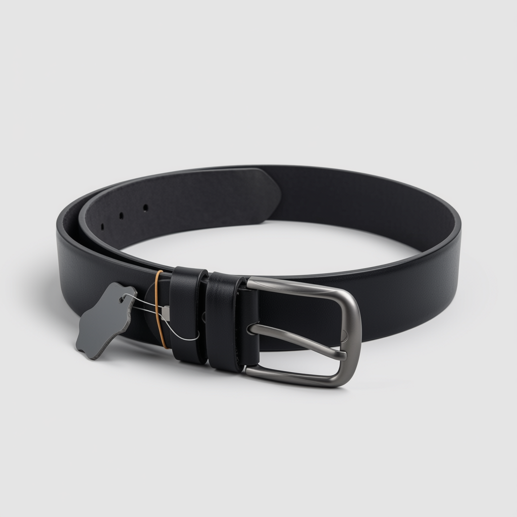 40mm Men's Black Pull-Up Leather Belt – Genuine Buffalo Leather, Classic Everyday Belt